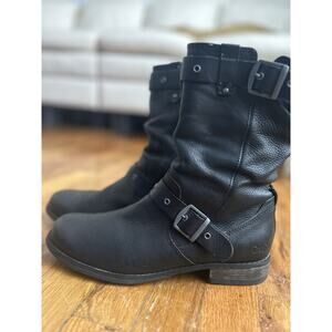 Caterpillar Engineer Boots Womens 10 Black Leather Zip Work Motorcycle Biker